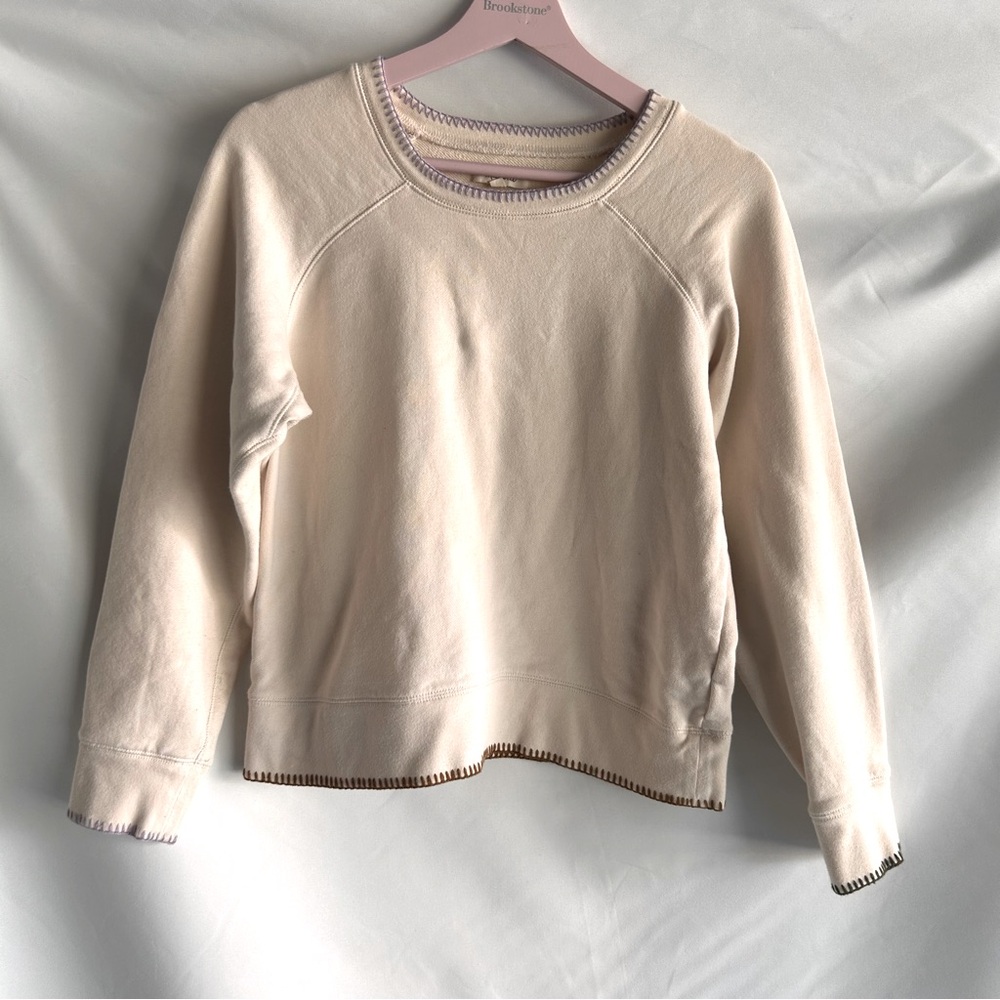 Madewell Stitched Trim Sweatshirt | Ivory with accent hem, cuffs & neckline | M - Picture 2 of 12